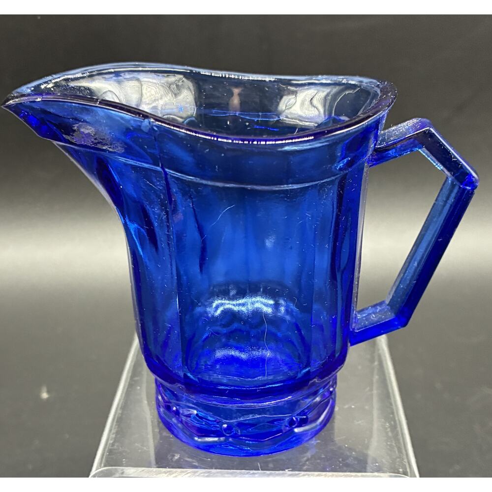 Cobalt Blue Glass Mini Creamer Pitcher - Vintage MCM